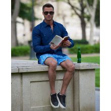 Simon Skottowe - LINEN SPREAD COLLAR SEMI SLIM SHIRT NAVY
