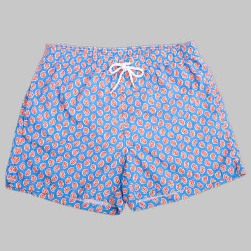 Petronius 1926 – Badeshorts mit Paisley-Muster, Hellblau
