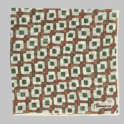 Petronius 1926 - Abstract motif pocket square green