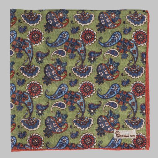 Petronius 1926 - Crazy paisley pocket square green