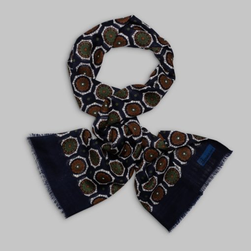 Petronius 1926 - Flower motif scarf blue/green/brown