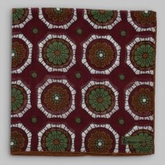 Petronius 1926 - Flower motif pocket square red/green/brown
