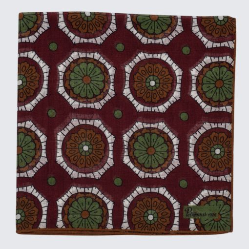 Petronius 1926 - Virágmintás díszzsebkendő piros/zöld/barna