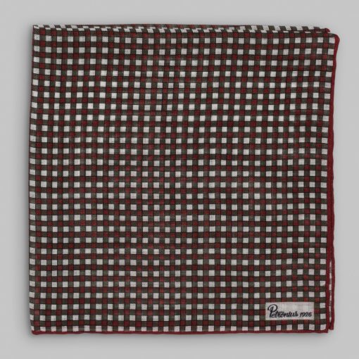 Petronius 1926 - Checked pattern pocket square red/green/cream