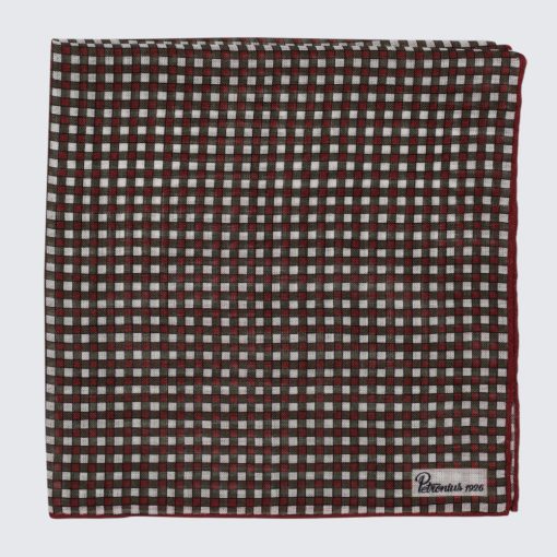 Petronius 1926 – Taschentuch mit kariertem Muster in Rot/Grün/Creme