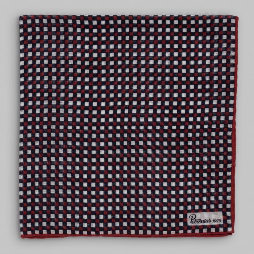 Petronius 1926 - Checked pattern pocket square red/blue/cream