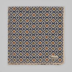 Petronius 1926 - Vintage pattern pocket square blue/cream