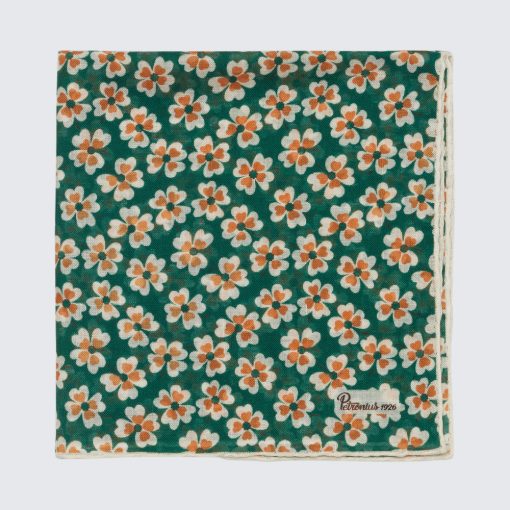 Petronius 1926 – Taschentuch mit Vintage-Muster in Blau/Creme