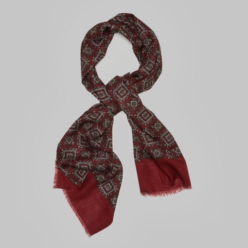 Petronius 1926 - Mosaic motif scarf dark red/brown/white
