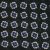 Petronius 1926 - Double flower motif scarf dark green/ french blue/ white