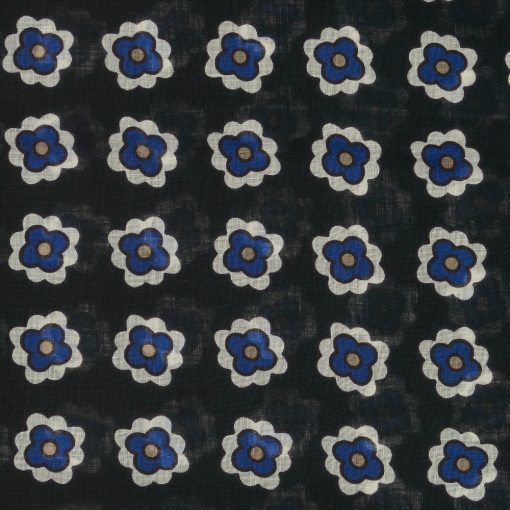 Petronius 1926 - Schal mit doppeltem Blumenmotiv, Dunkelgrün/Französischblau/Weiß