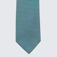Petronius 1926 – Petrol Blue Silk Tie with Hexagon Pattern