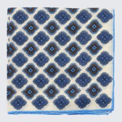   Petronius 1926 – Olívzöld díszzsebkendő kék-barna medálmintával