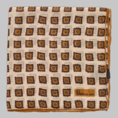   Petronius 1926 - Vintage Geometric Pattern Pocket Square, Beige & Brown