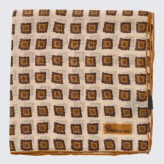   Petronius 1926  -  Geometrikus Mintás Díszzsebkendő, Bézs-Barna