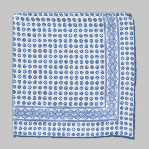 Petronius 1926 - Mikro-Muster Einstecktuch, Blau & Weiß