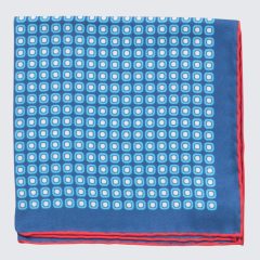   Petronius 1926 – Kék díszzsebkendő piros szegéllyel és geometrikus mintával