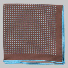   Petronius 1926 – Micro Pattern Pocket Square, Brown-Light Blue
