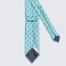Petronius 1926 - selyem nyakkendő apró virág mintával akvamarin kék