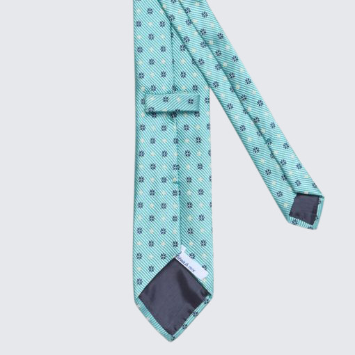Petronius 1926 - selyem nyakkendő apró virág mintával akvamarin kék