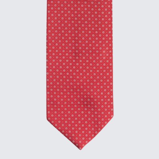 Petronius 1926 - Silk Tie with Small Round Pattern Red/White