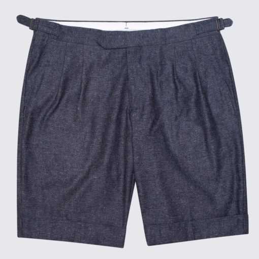 Simon Skottowe - Lenvászon/selyem rövidnadrág kék