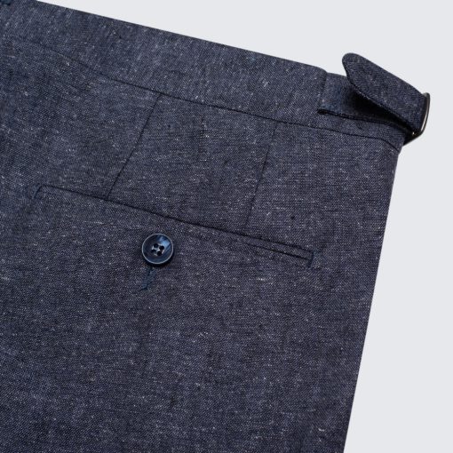 Simon Skottowe - Lenvászon/selyem rövidnadrág kék