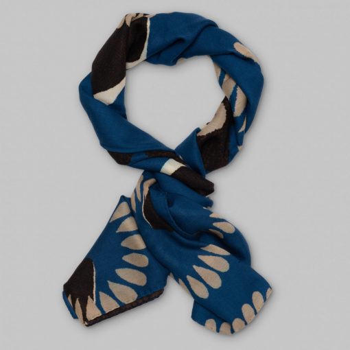 Fumagalli 1891 - Milano petal motif wool/silk scarf blue